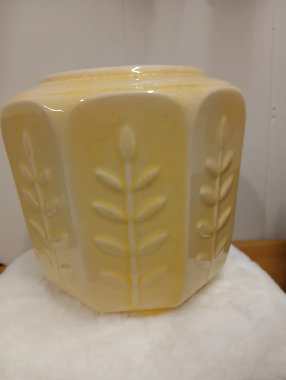 VTG Shawnee Pottery Ceramic Fern Leaf Pattern Cookie Jar Missing Lid